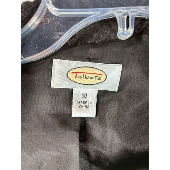 Talbots Dark Brown Queen Ann Jewel Neckline Blazer Wool Blend Preppy 10 - Picture 2 of 13